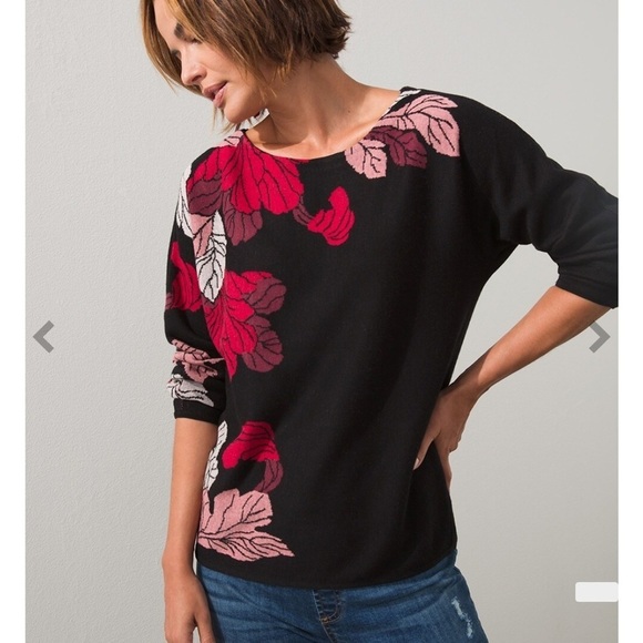 Chico’s Floral Jacquard Pullover Sweater Size 3/XL - Picture 1 of 11